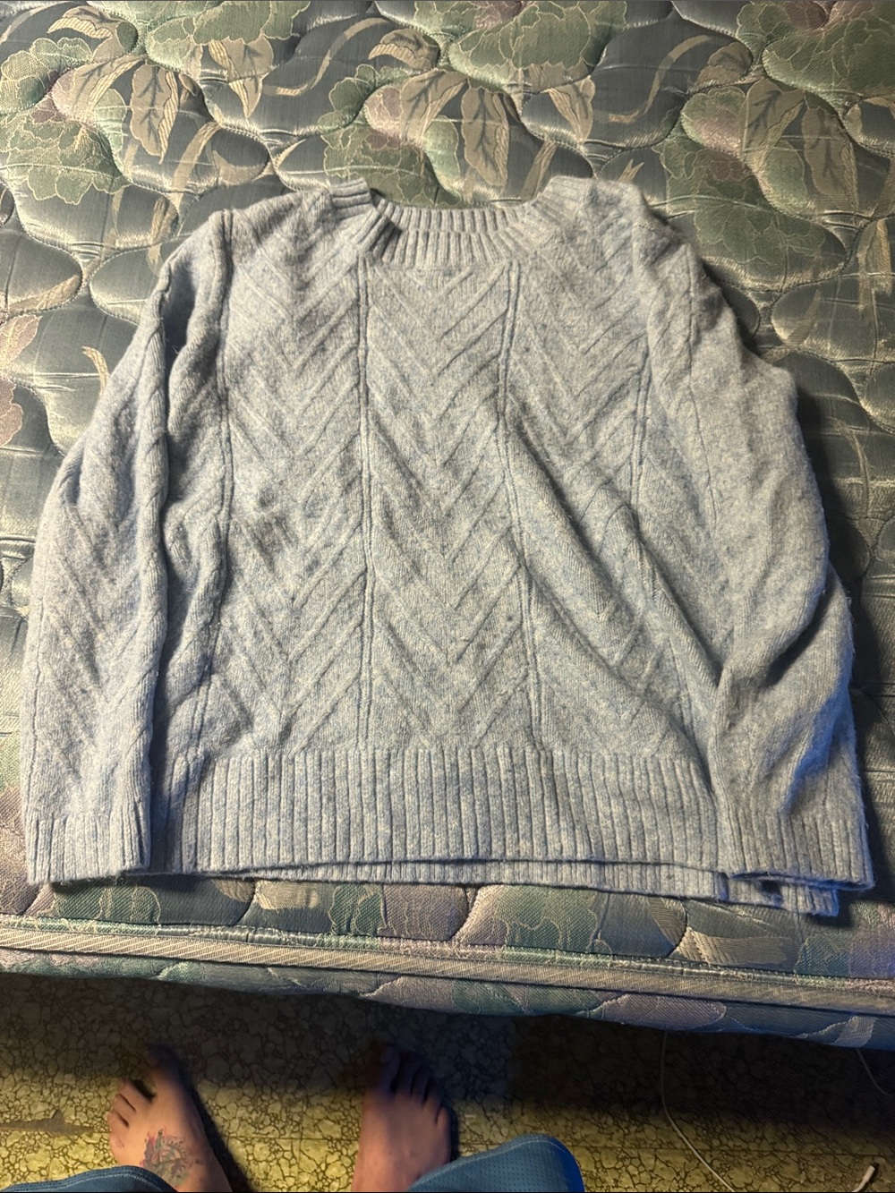 croft & barrow Light Gray Knit Cable Sweater